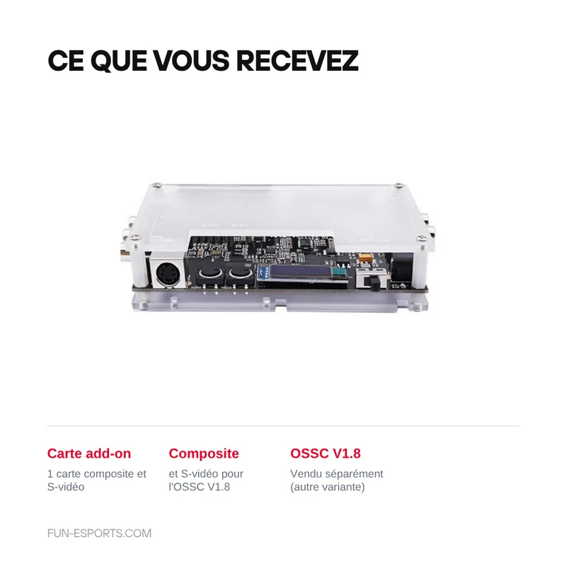 OSSC V1.8 et carte add-on composite/S-vidéo — conversion HDMI sans latence