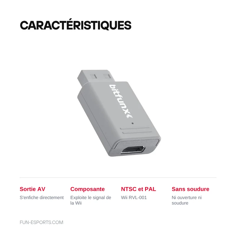Adaptateur HDMI pour Wii — branchement direct sur la sortie AV