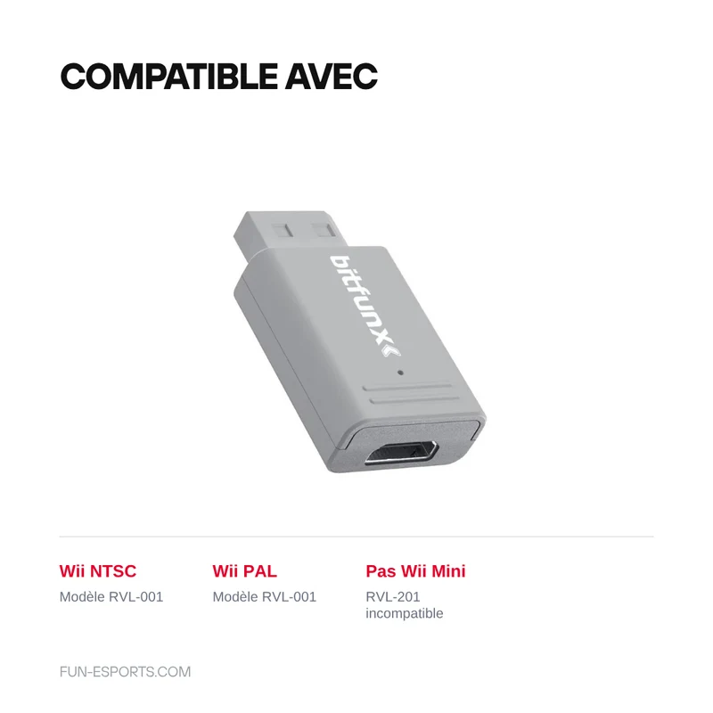 Adaptateur HDMI pour Wii — branchement direct sur la sortie AV
