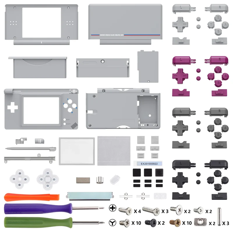 Coque complète eXtremeRate pour DS Lite — boutons, lentille et outils inclus