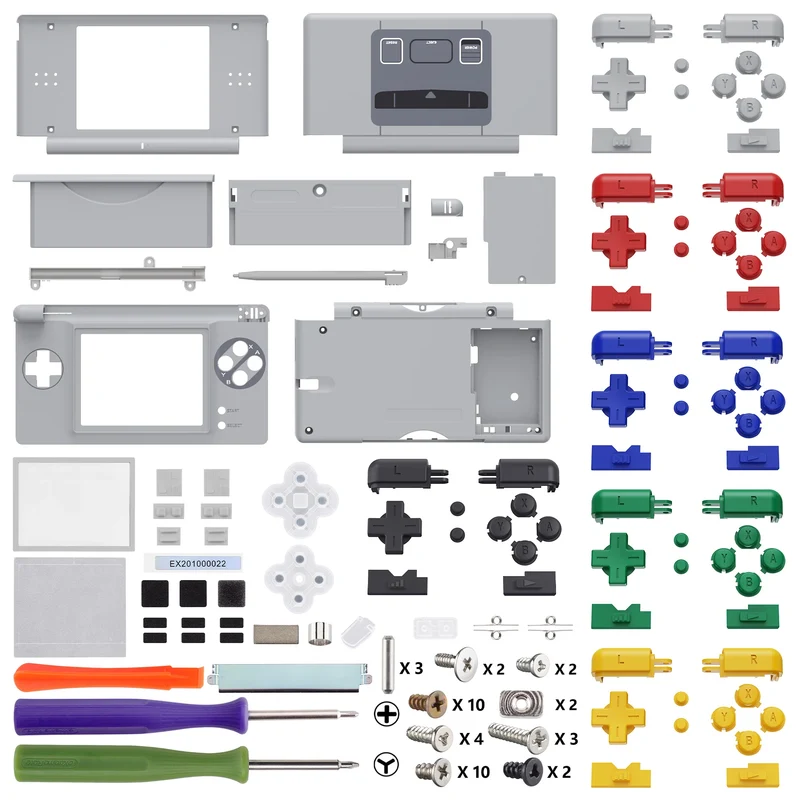 Coque complète eXtremeRate pour DS Lite — boutons, lentille et outils inclus
