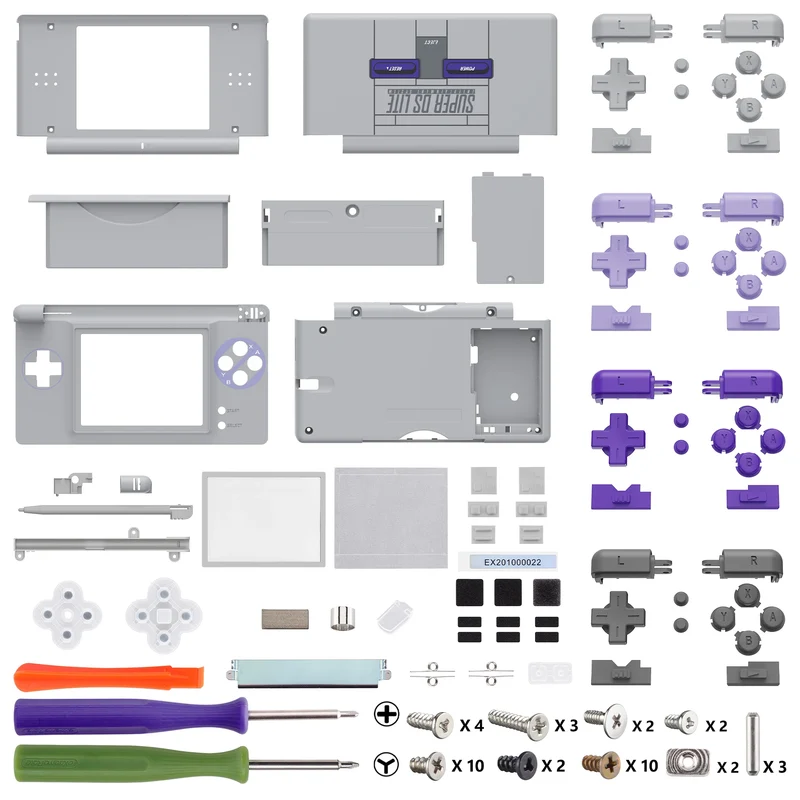 Coque complète eXtremeRate pour DS Lite — boutons, lentille et outils inclus