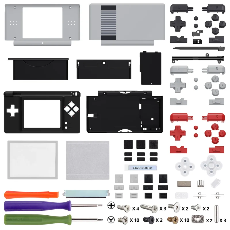 Coque complète eXtremeRate pour DS Lite — boutons, lentille et outils inclus