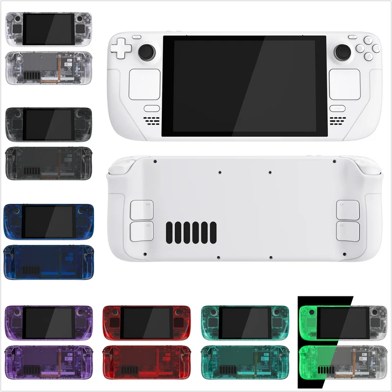 Coque complète Steam Deck LCD eXtremeRate — translucide, boutons inclus