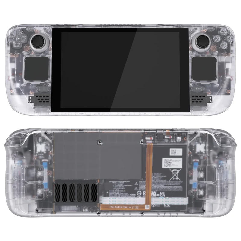 Coque complète Steam Deck LCD eXtremeRate — translucide, boutons inclus