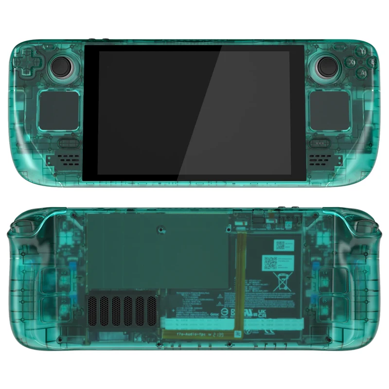 Coque complète Steam Deck LCD eXtremeRate — translucide, boutons inclus