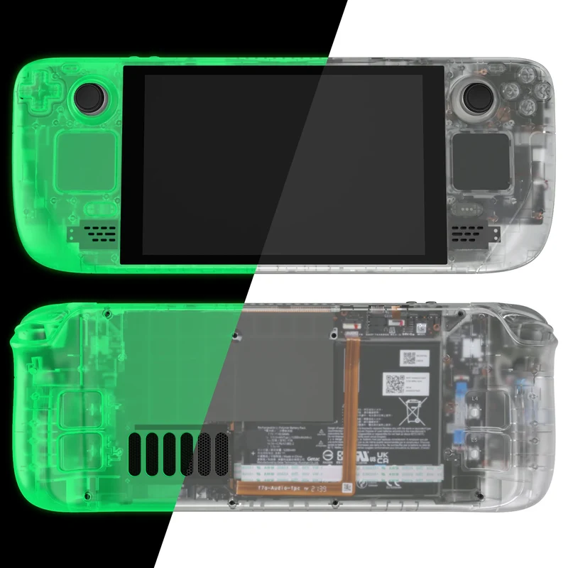 Coque complète Steam Deck LCD eXtremeRate — translucide, boutons inclus