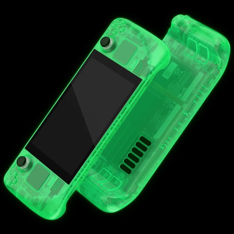 Coque complète Steam Deck LCD eXtremeRate — translucide, boutons inclus