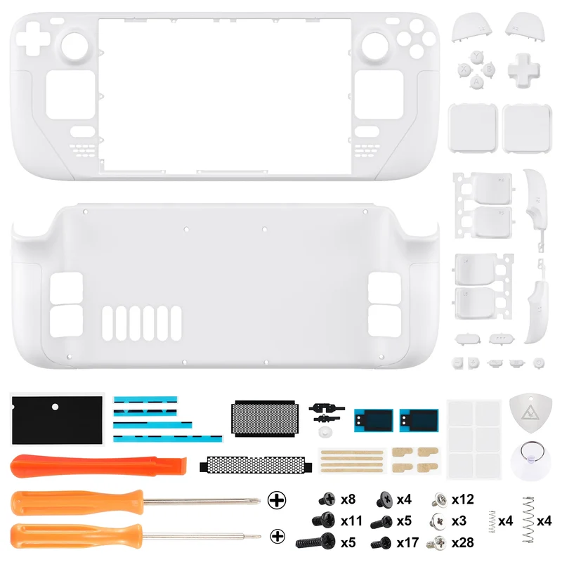 Coque complète Steam Deck LCD eXtremeRate — translucide, boutons inclus