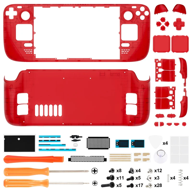 Coque complète Steam Deck LCD eXtremeRate — translucide, boutons inclus