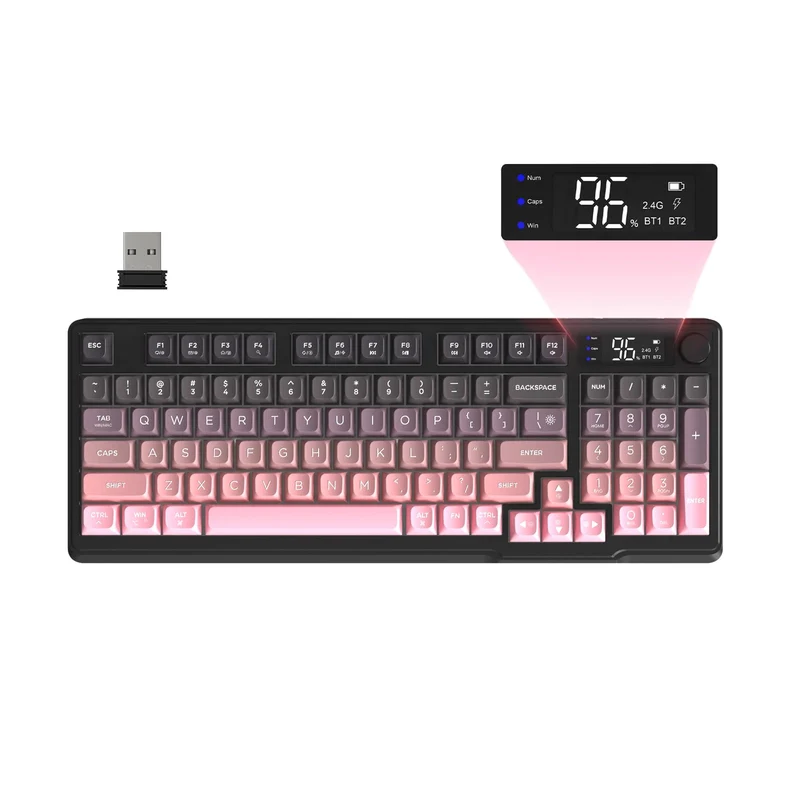 Clavier Gamer Sans Fil Noir Rose Dégradé Qwerty