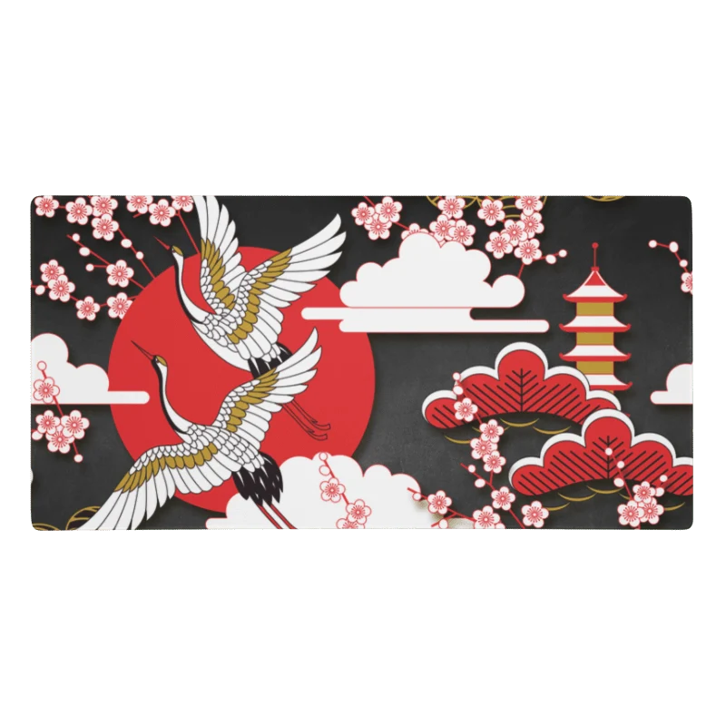 Tapis De Souris Japonais Grues Sakura