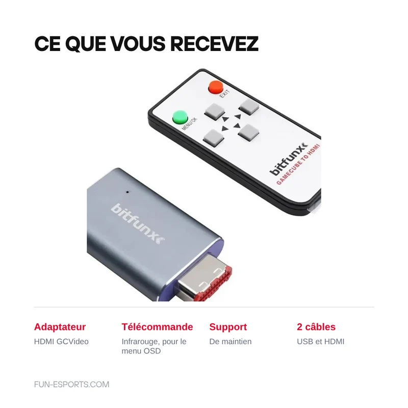Adaptateur HDMI GameCube DOL-001 — BitFunx GCVideo sur prise Digital AV