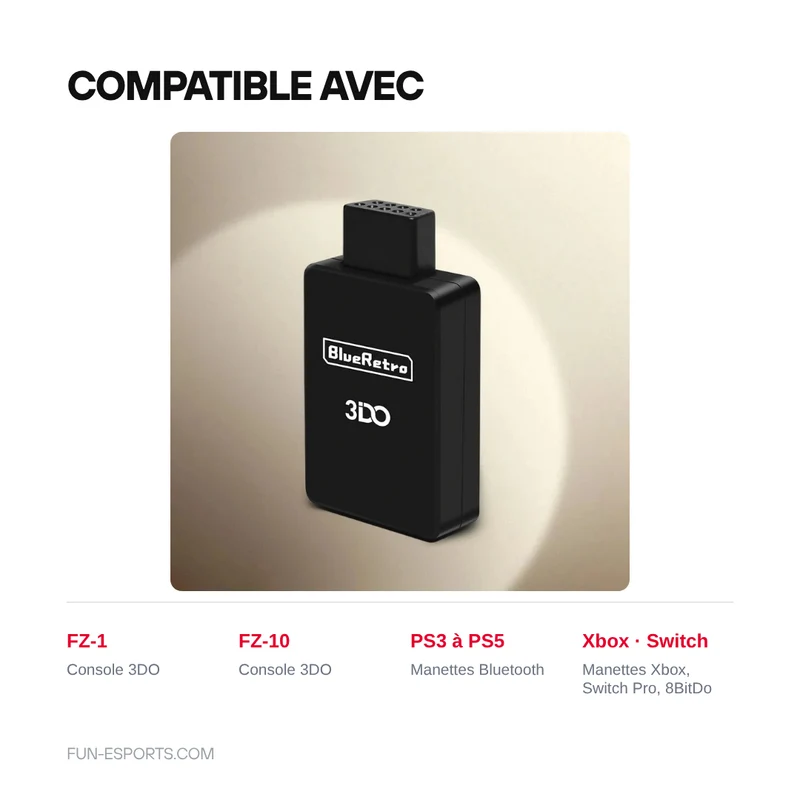 Adaptateur BlueRetro 3DO FZ-1 et FZ-10 — manettes Bluetooth sans fil