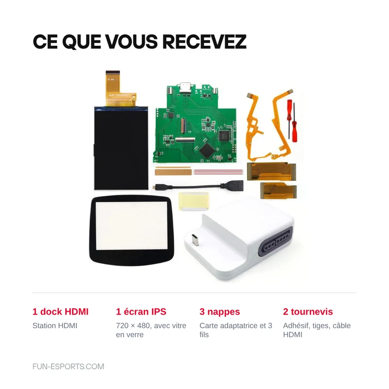 Écran IPS V5 et dock HDMI Bluetooth Game Boy Advance — Hispeedido 720×480