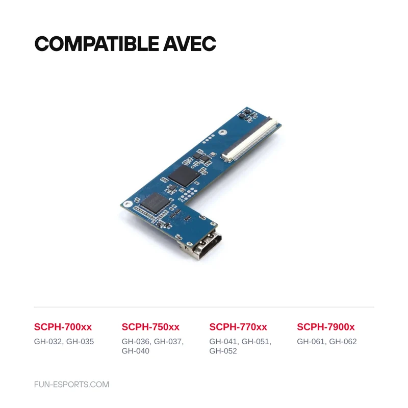 Kit HDMI interne PS2 Slim — 480p et 1080p, cartes GH-032 à GH-062