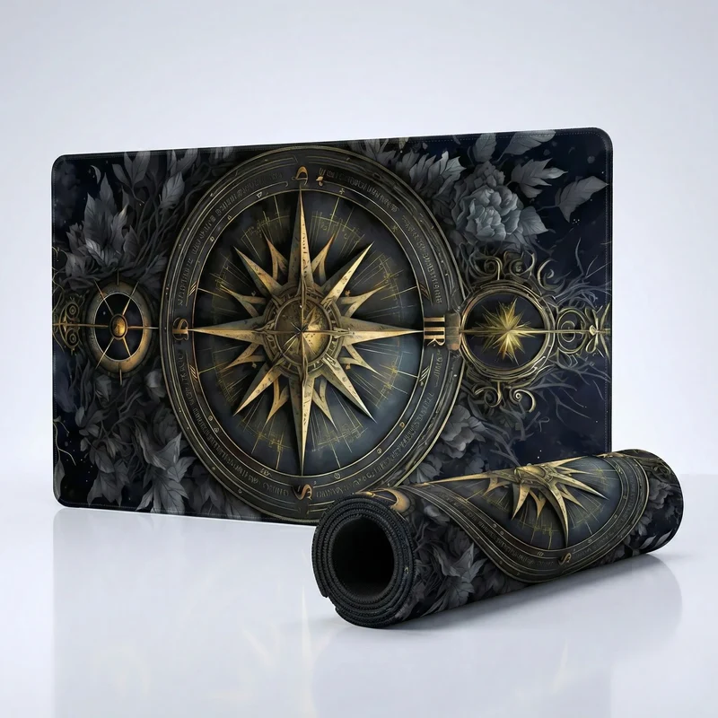 XXL Fantasy Mouse Pad — Celestial Astrolabe and Night Flora | PopMyPad