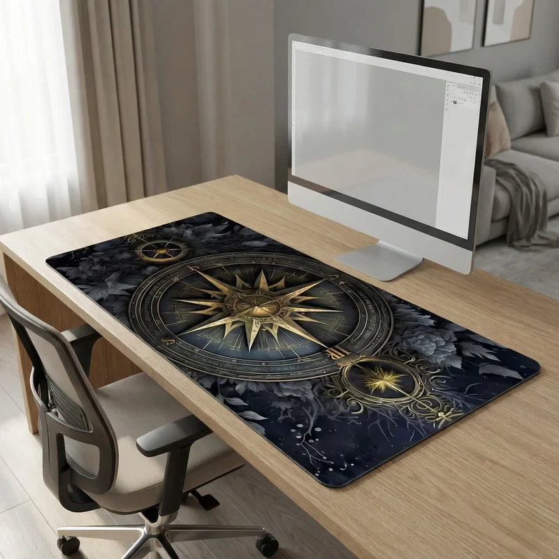 XXL Fantasy Mouse Pad — Celestial Astrolabe and Night Flora | PopMyPad