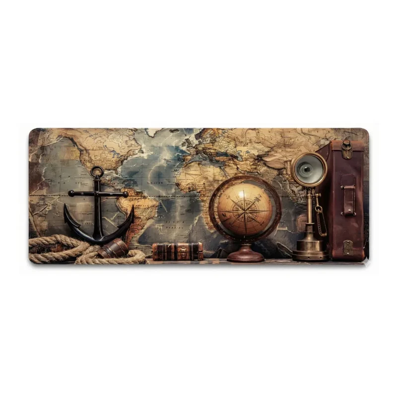 Tapis de Souris XXL Carte du Monde — Exploration Nautique Vintage | PopMyPad