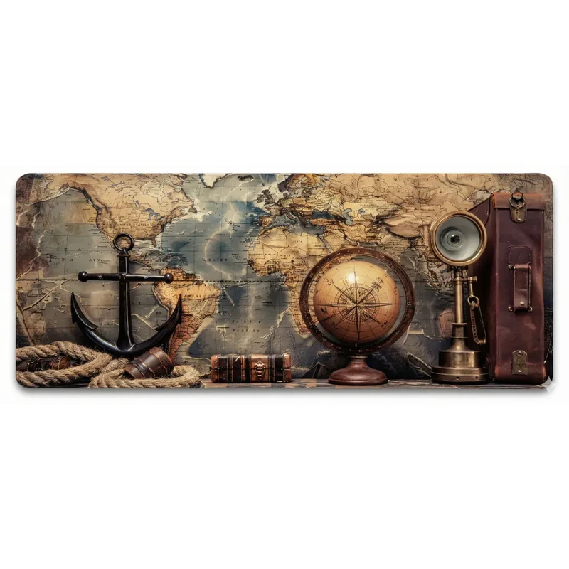 XXL World Map Mouse Pad — Vintage Nautical Exploration | PopMyPad