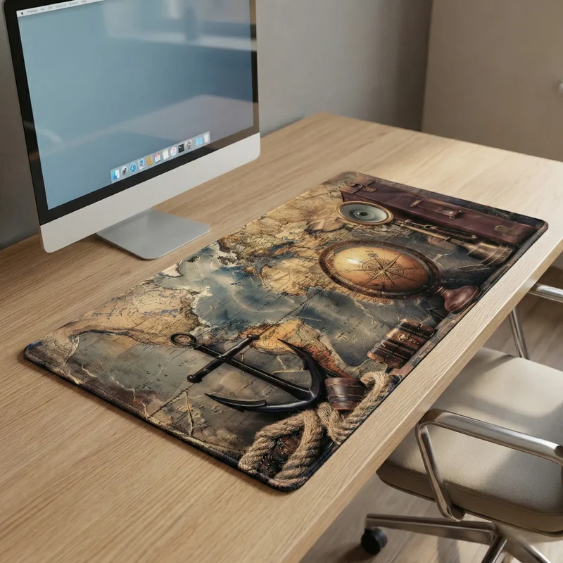 XXL World Map Mouse Pad — Vintage Nautical Exploration | PopMyPad