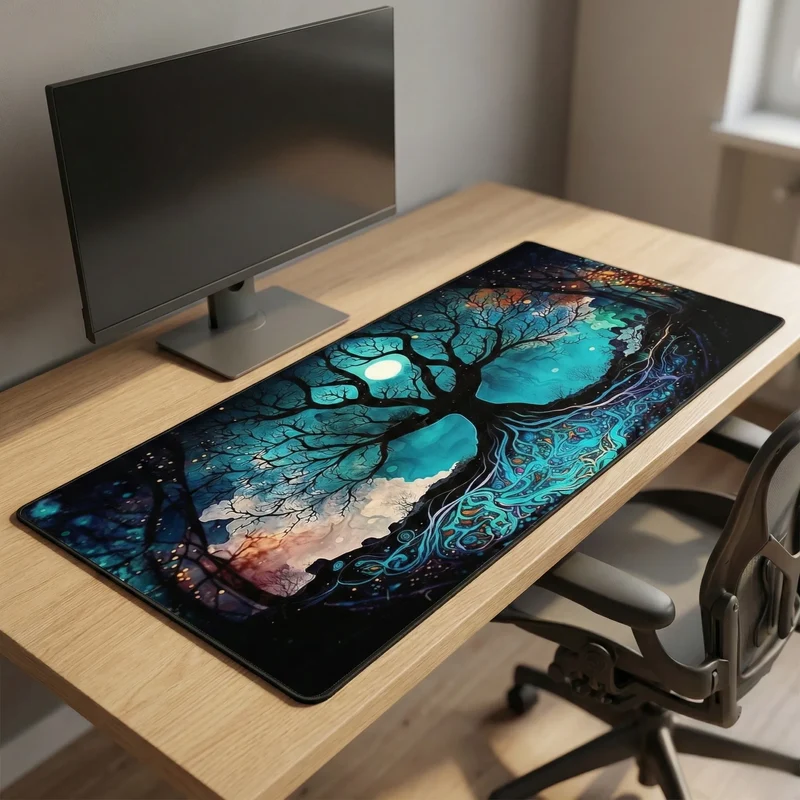 XXL Fantasy Mouse Pad — Dreamlike Moonlit Tree of Life | PopMyPad