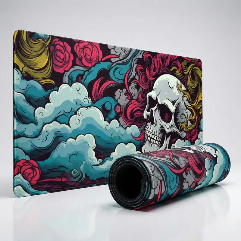 XXL Fantasy Gaming Mouse Pad — Dreamlike Skull and Roses | PopMyPad