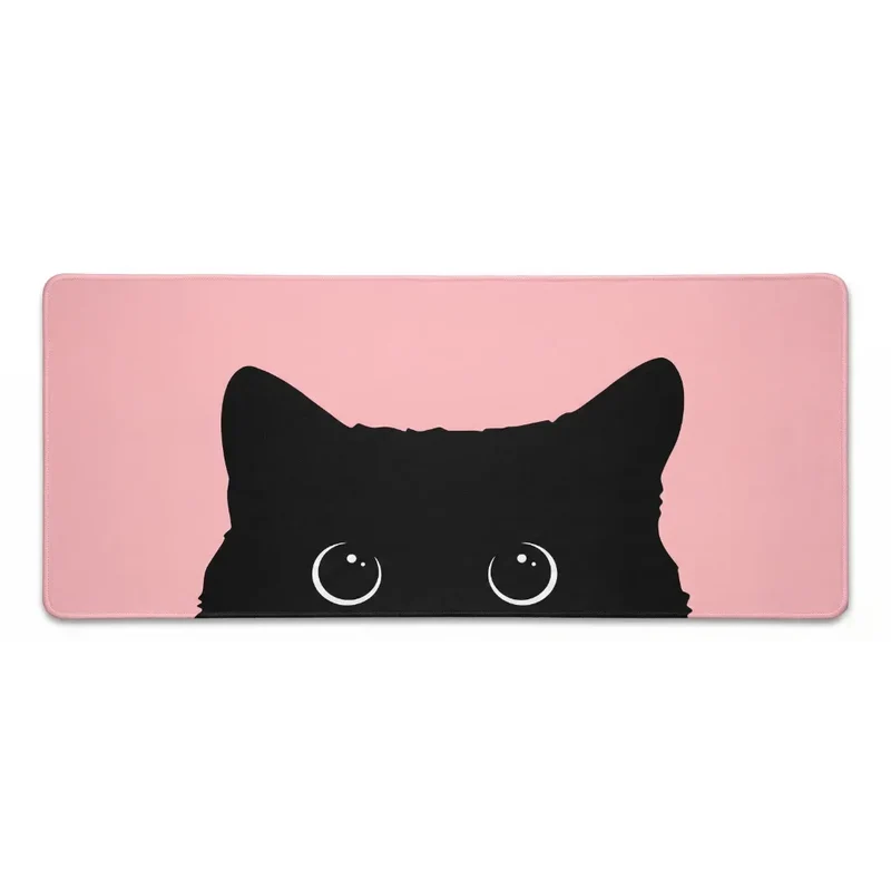 XXL Cat Mouse Pad — Black Silhouette on Pastel Pink | PopMyPad
