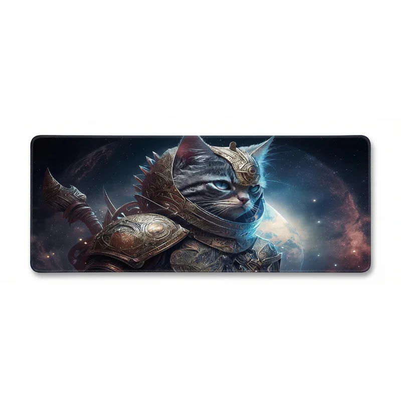 XXL Cat Gaming Mouse Pad — Warrior in Golden Armour | PopMyPad