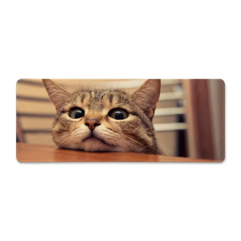 XXL Cat Mouse Pad — Watchful Gaze in Woodland Tones | PopMyPad
