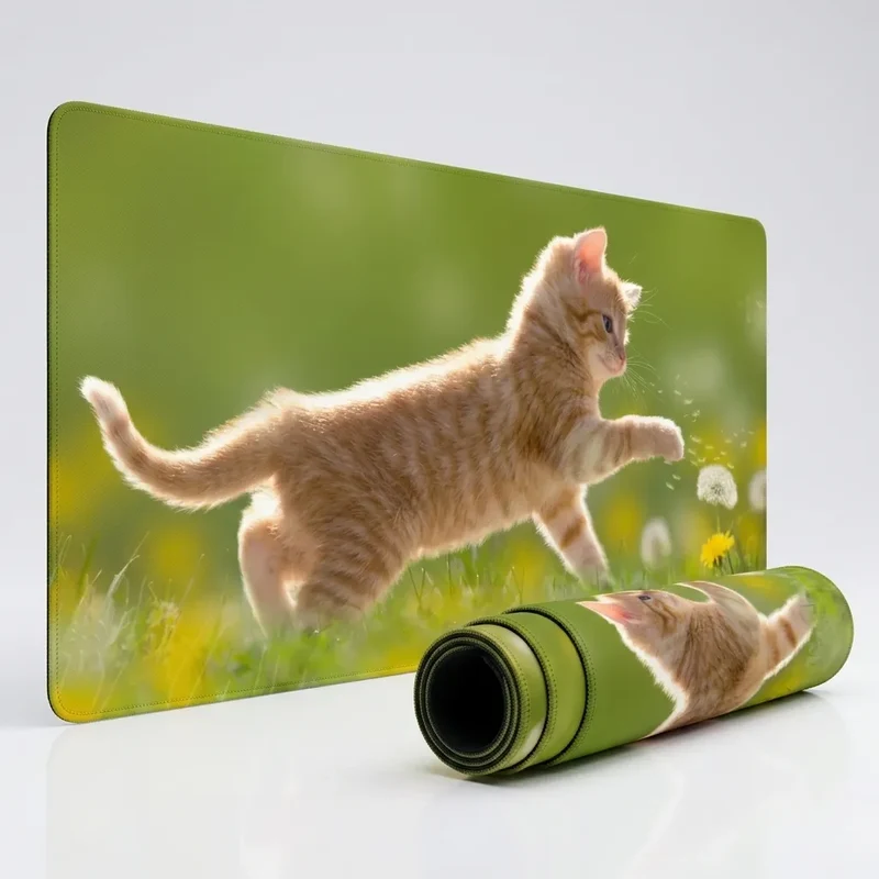 XXL Cat Mouse Pad — Ginger Kitten in the Dandelions | PopMyPad
