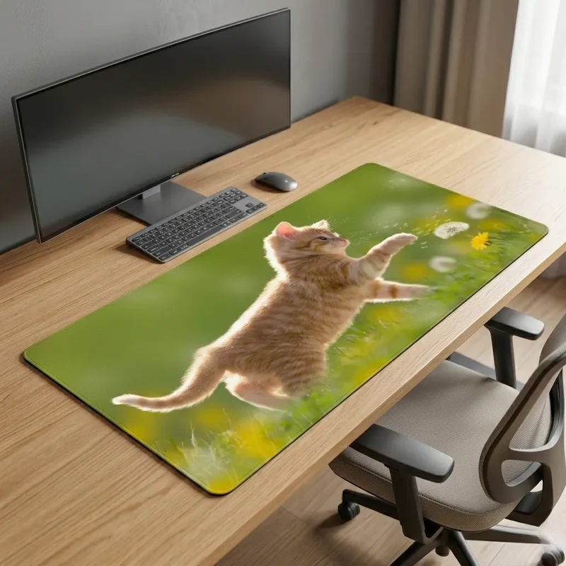 XXL Cat Mouse Pad — Ginger Kitten in the Dandelions | PopMyPad