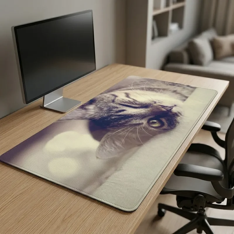 Tapis de Souris XXL Chat — Œil Vert et Vibrisses en Gros Plan | PopMyPad