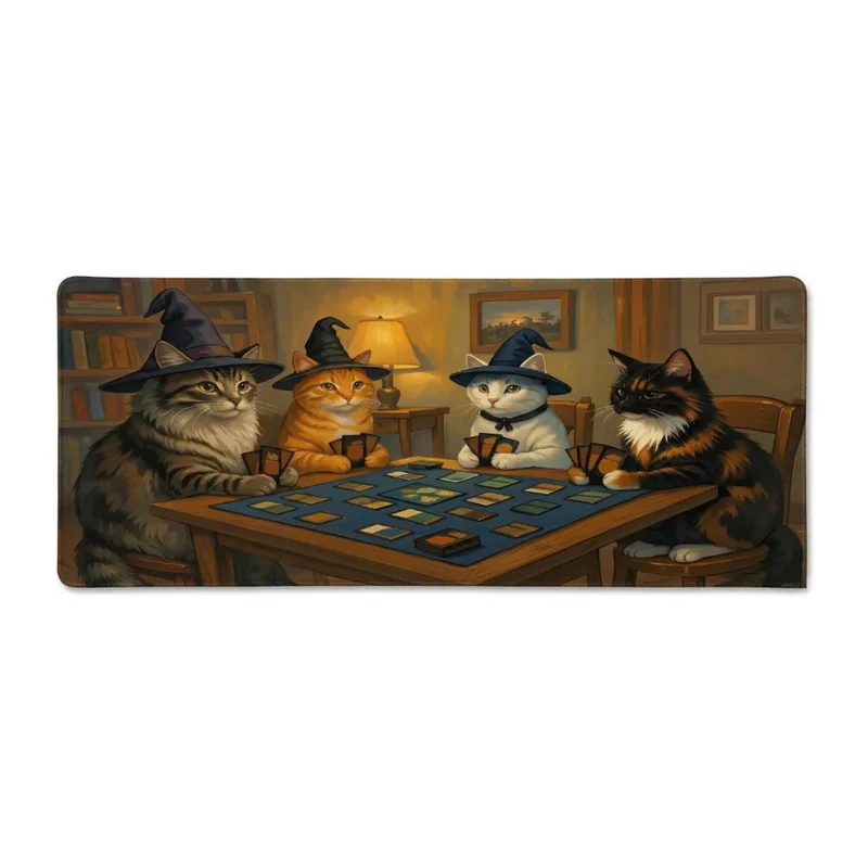 XXL Wizard Cats Mouse Pad The Awakening of Sorcerers (35.4" x 15.7") - Fantastic Design - PopMyPad