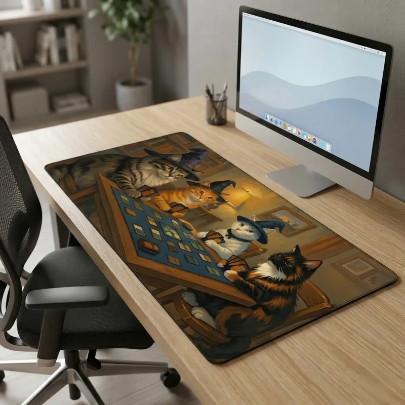 Tapis de Souris XXL Chat — Conclave des Chats Sorciers | PopMyPad