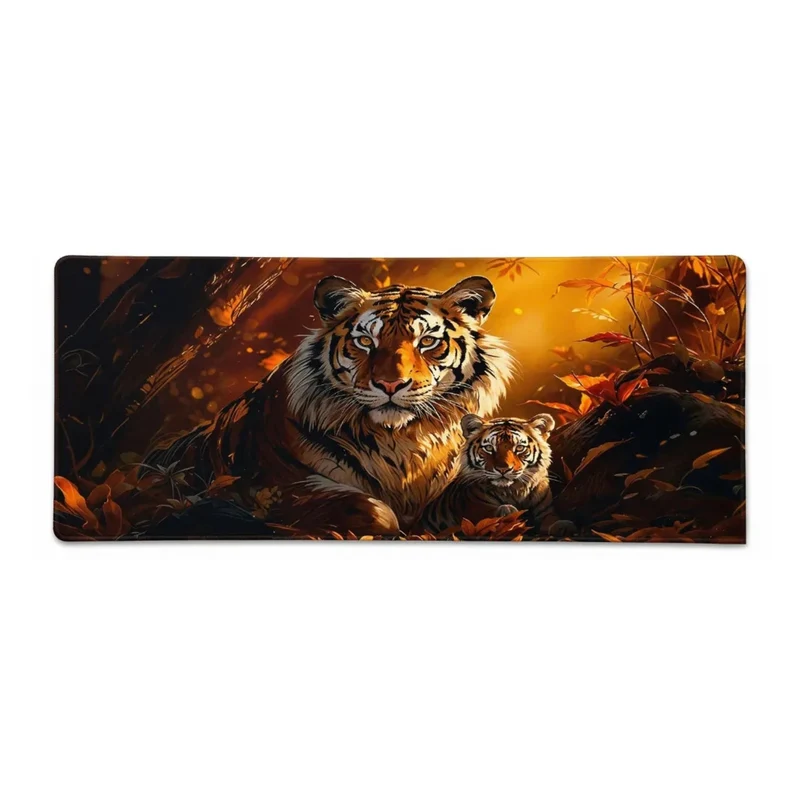 Tapis de Souris XXL Tigre — Forêt Dorée Cuivre et Ambre | PopMyPad