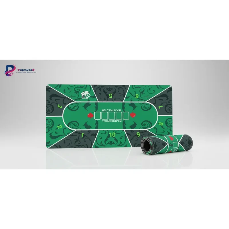 Tapis de Souris XXL Poker — Texas Hold'em Vert Impérial | PopMyPad