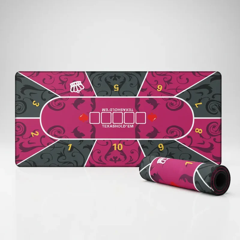 Tapis de Souris XXL Poker — Texas Hold'em Damassé Magenta | PopMyPad