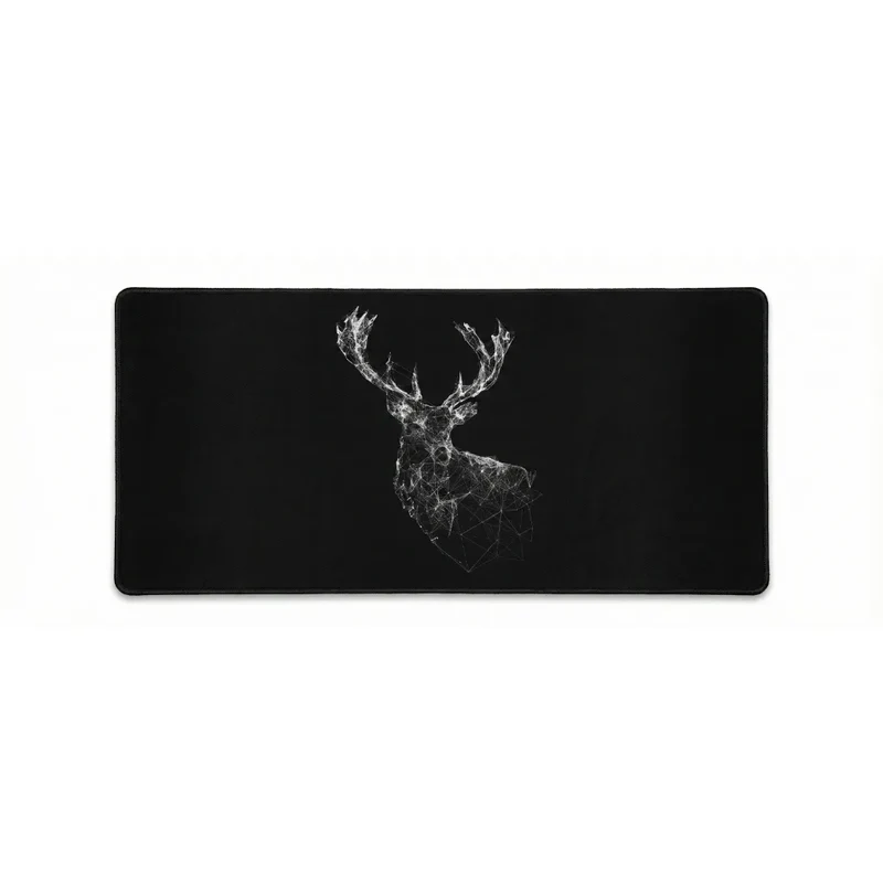 XXL Geometric Mouse Pad — Black & White Wireframe Stag | PopMyPad