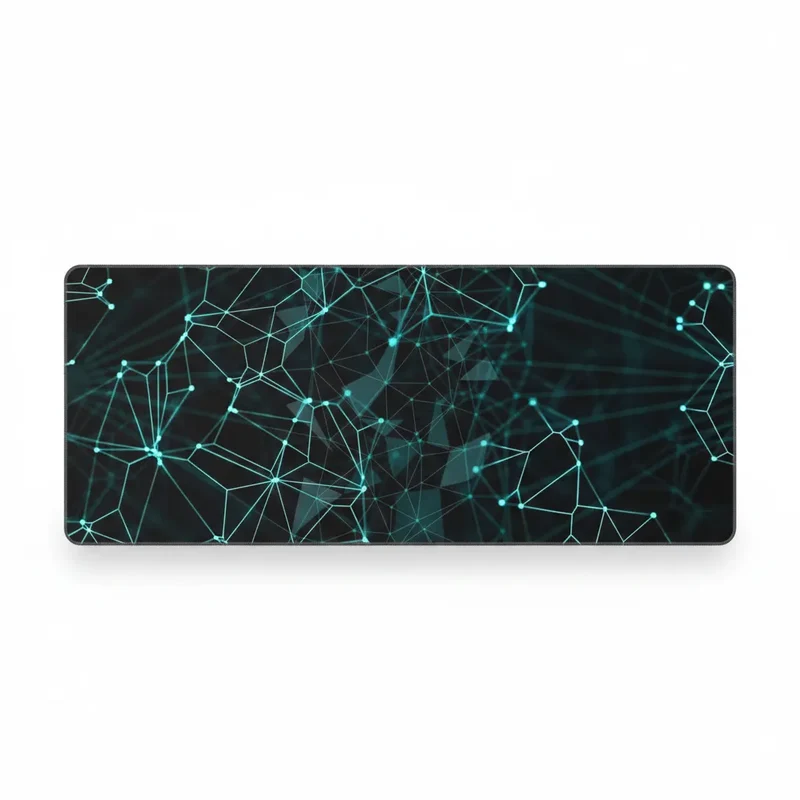 XXL Geometric Gaming Mouse Pad — Cyan Node Network | PopMyPad