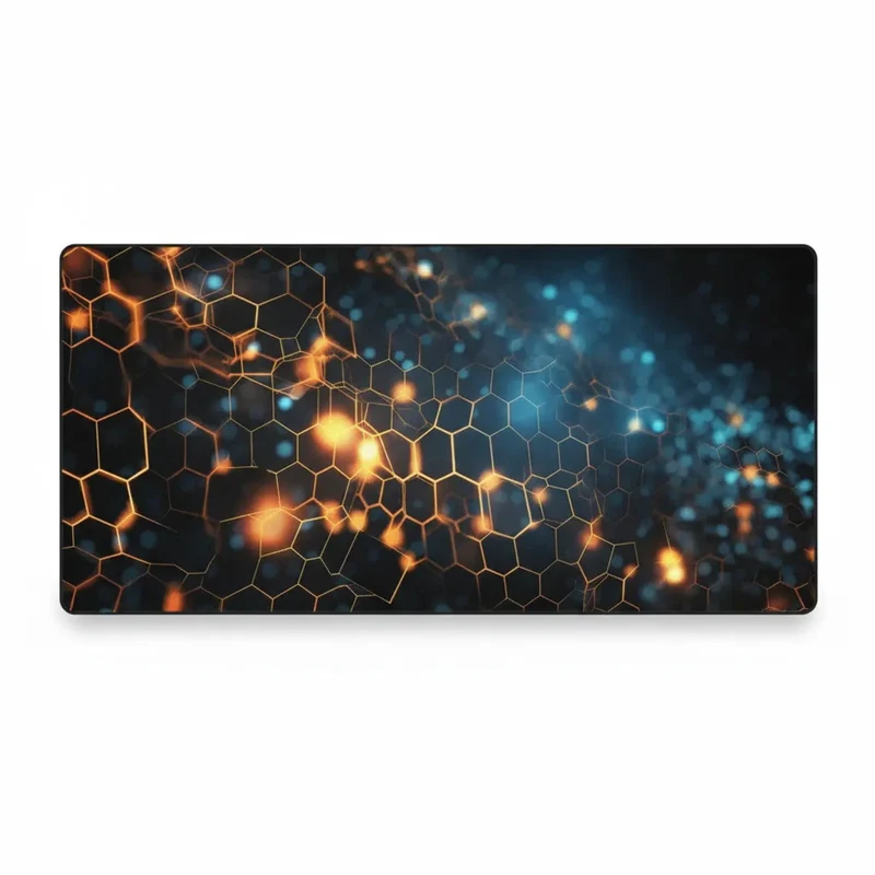 XXL Geometric Gaming Mouse Pad — Glowing Hexagons | PopMyPad