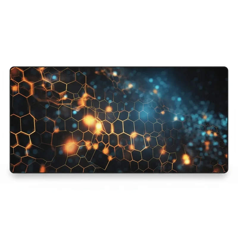 XXL Geometric Gaming Mouse Pad — Glowing Hexagons | PopMyPad