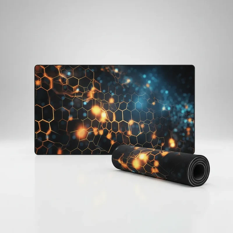 XXL Geometric Gaming Mouse Pad — Glowing Hexagons | PopMyPad