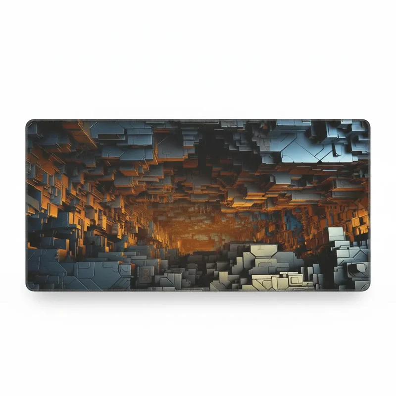 Tapis de Souris XXL Géométrique — Blocs Abysse & Braise | PopMyPad