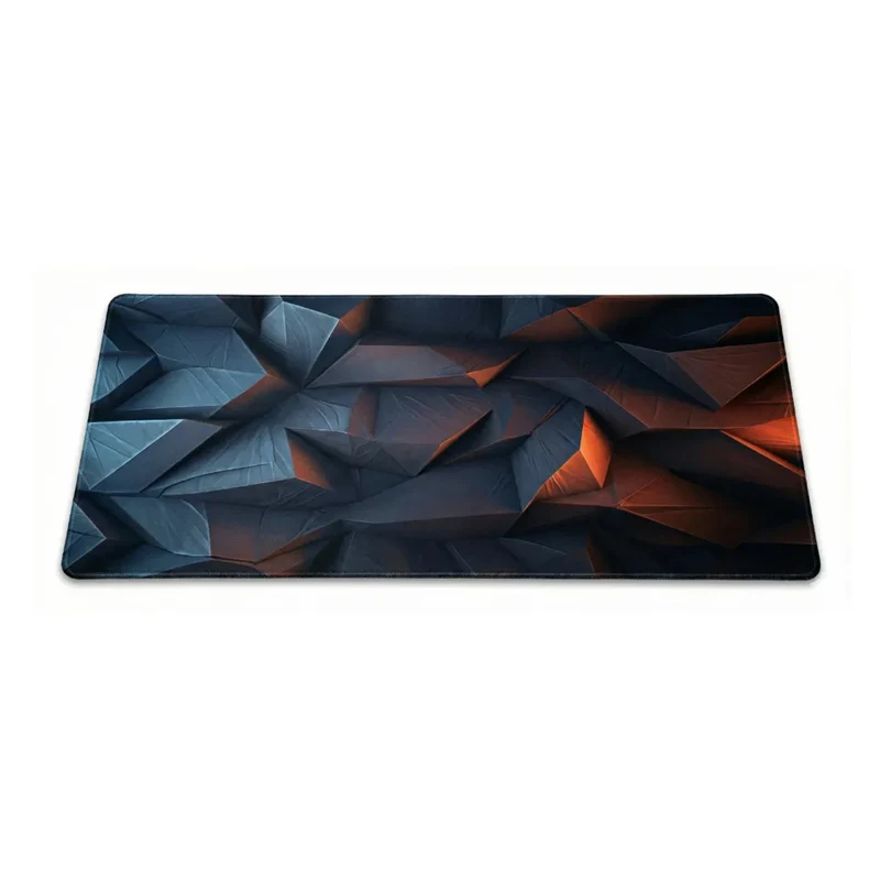 XXL Geometric Gaming Mouse Pad — Blue & Orange Crystal Polygons | PopMyPad