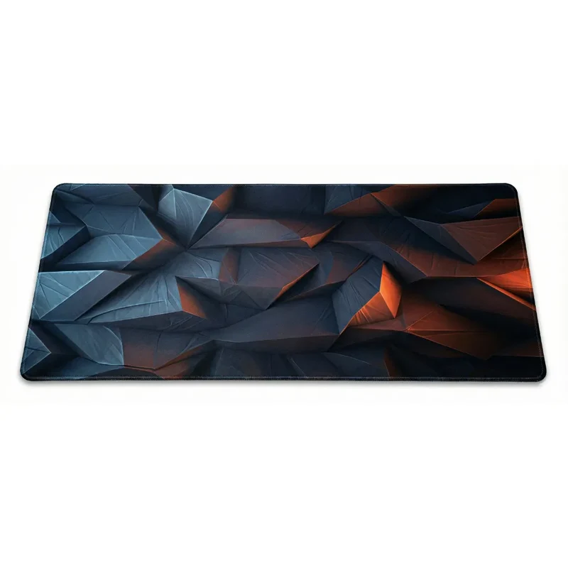 Tapis de Souris Gamer XXL Géométrique — Polygon Cristal Bleu & Orange | PopMyPad