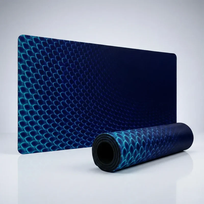 XXL Geometric Mouse Pad — Abyssal Blue Strata | PopMyPad