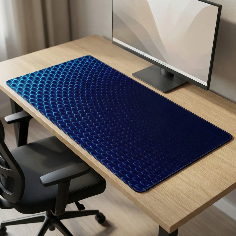 XXL Geometric Mouse Pad — Abyssal Blue Strata | PopMyPad