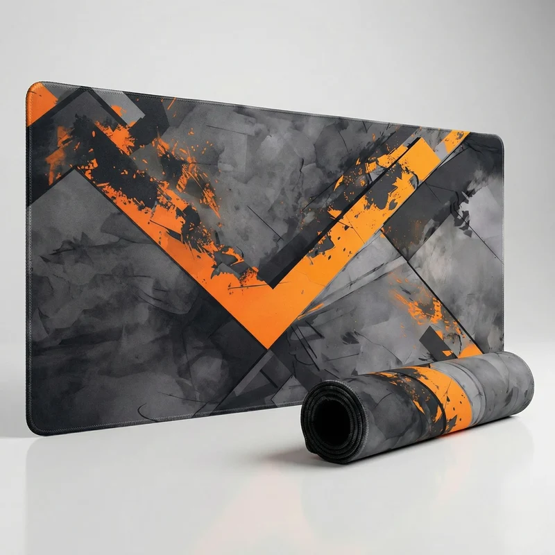 XXL Geometric Mouse Pad — Orange Shards on Charcoal | PopMyPad