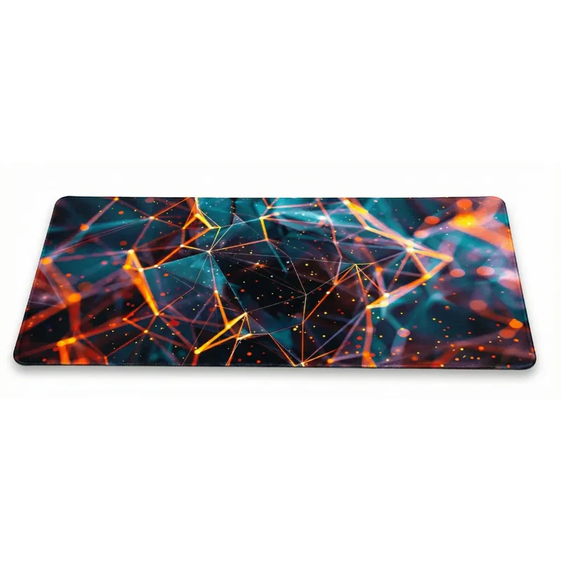 XXL Geometric Mouse Pad — Gold & Turquoise Network | PopMyPad